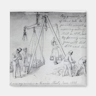 Weighing out stones on Francis Street, London Magnet