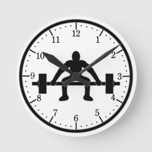 Weight Lift Sign Round Clock