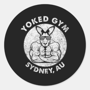 Weight Lift Yoked Gym Sydney Flex Muscle Kangaroo  Classic Round Sticker