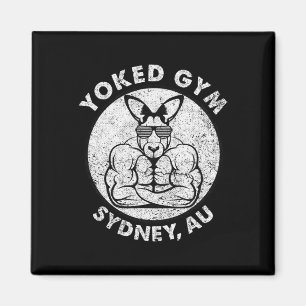 Weight Lift Yoked Gym Sydney Flex Muscle Kangaroo Magnet