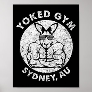 Weight Lift Yoked Gym Sydney Flex Muscle Kangaroo  Poster