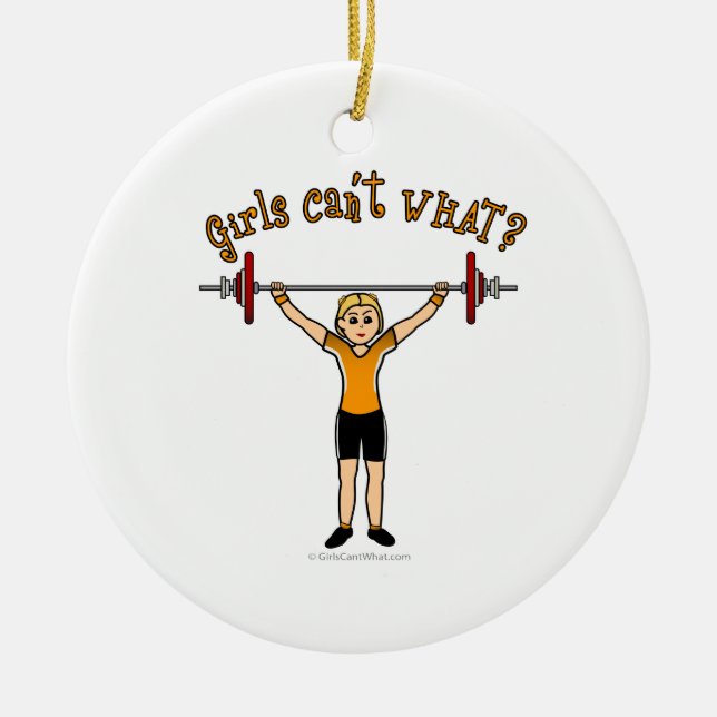 Weight Lifter (Blonde) Ceramic Tree Decoration (Front)