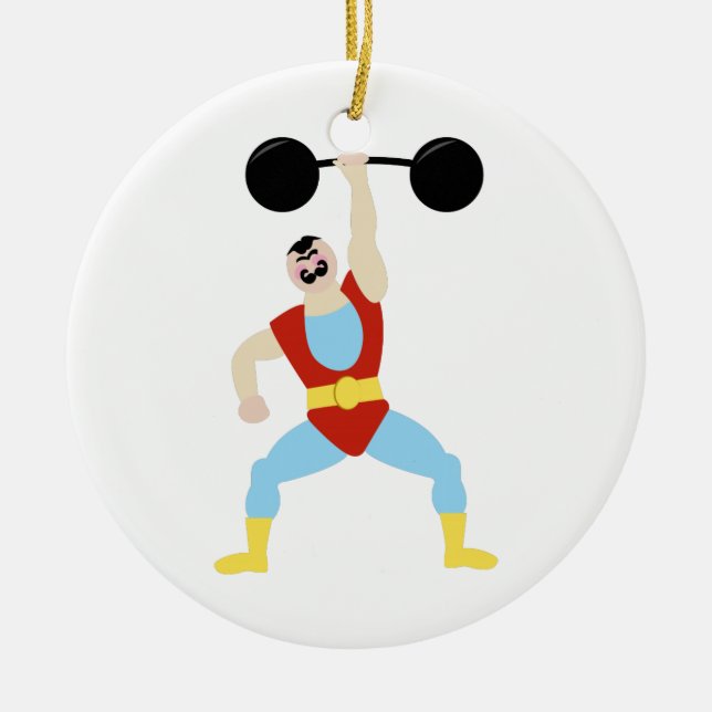 Weight Lifter Ceramic Ornament (Front)