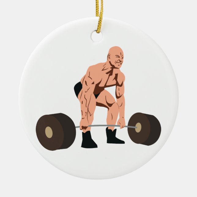 Weight Lifter Ceramic Ornament (Front)