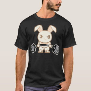 Weight Lifting Bunny Cartoon - Cute Anime Workout T-Shirt