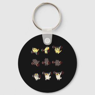 Weight Lifting Cat Funny Gym Gift Tee Key Ring