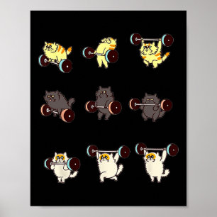 Weight Lifting Cat Funny Gym Gift Tee Poster