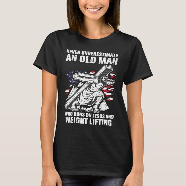 Weight Lifting Dad Christian Weight Training Grand T-Shirt (Front)