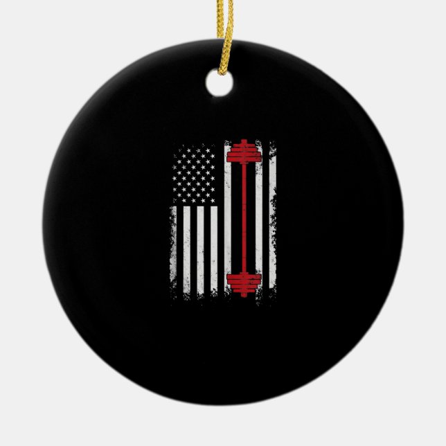 Weight Lifting Flat Gifts Workout, Gym Lover Ceramic Ornament (Front)