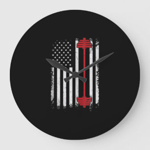 Weight Lifting Flat Gifts Workout, Gym Lover Large Clock