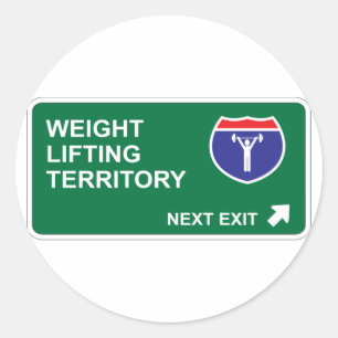 Weight Lifting Next Exit Classic Round Sticker