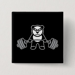 Weight Lifting Panda Bear Anime Cartoon - Workout 15 Cm Square Badge