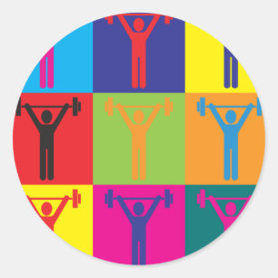 Weight Lifting Pop Art Classic Round Sticker