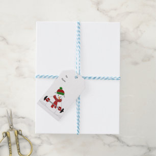 Weight Lifting Snowman Gift Tags