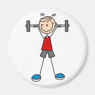 Weight Lifting Stick Figure Magnet
