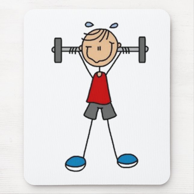 Weight Lifting Stick Figure Mouse Pad (Front)