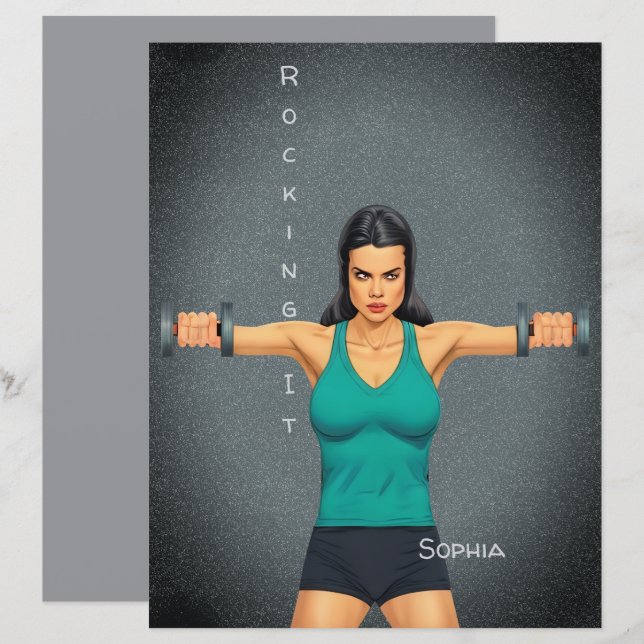 Weight Lifting WomanRockingIt Quote ScrapbookPaper (Front/Back)