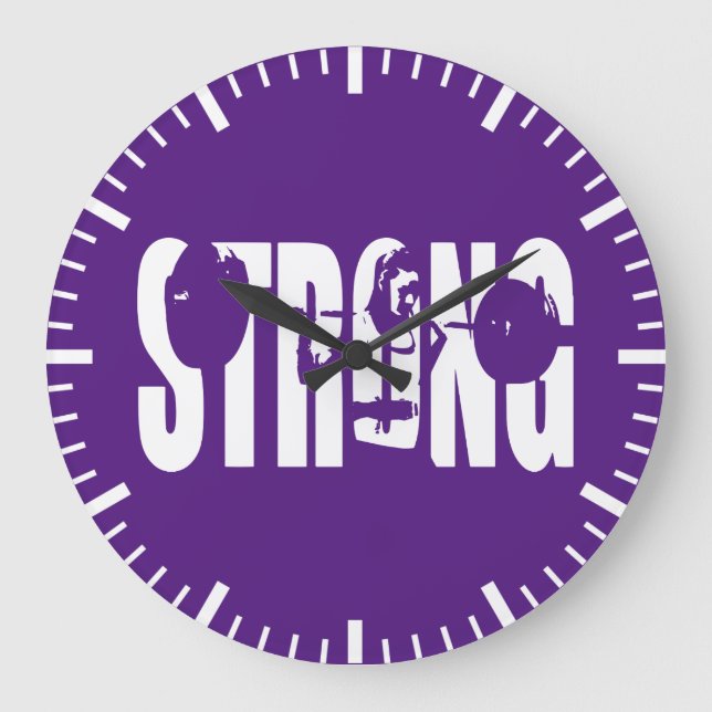 "Weight Lifting" Women's Motivation -  STRONG Large Clock (Front)