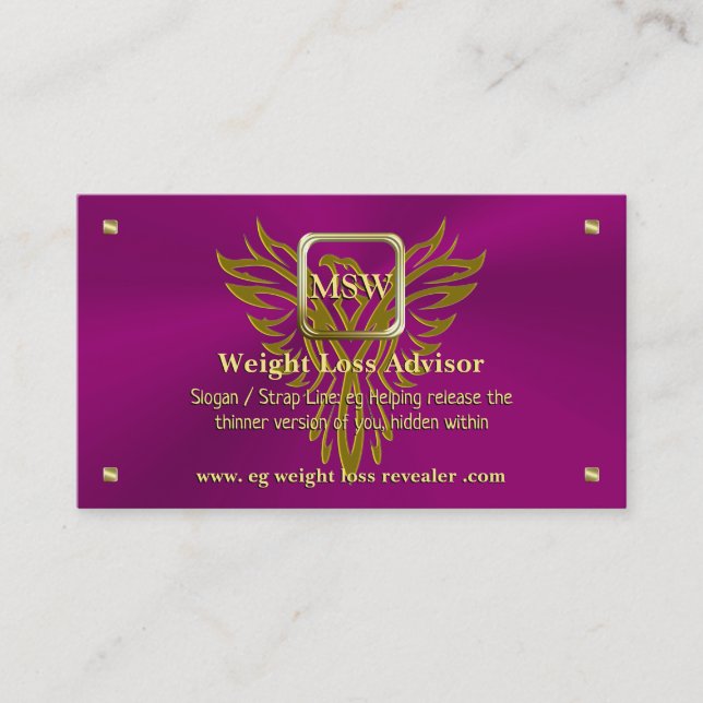 Weight Loss Advisor, Golden Square, Rising Phoenix Business Card (Front)