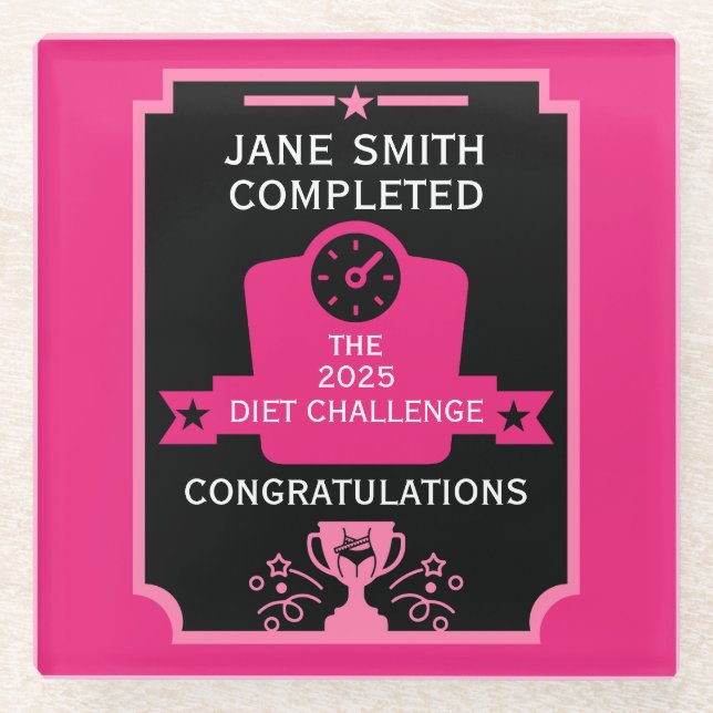 Weight Loss Congratulation Glass Coaster (Front)
