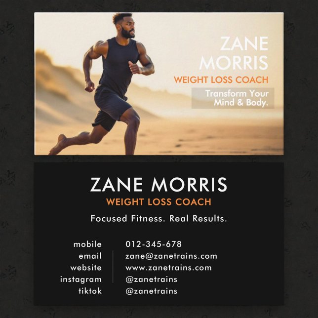 Weight Loss & Fitness Coach Photo Business Card (Creator Uploaded)
