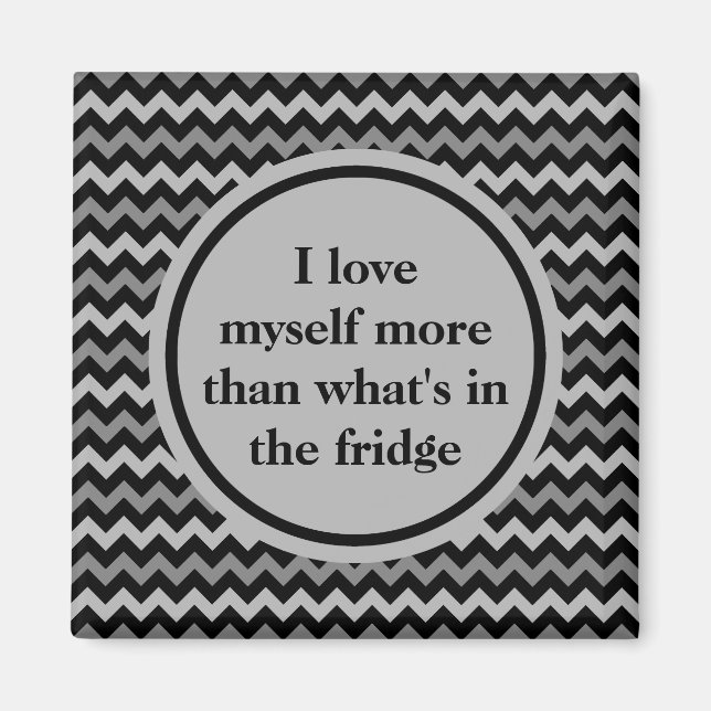 Weight loss positive affirmation in black and grey magnet (Front)