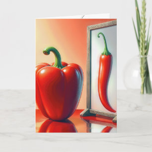 Weight Loss Red Bell Pepper Looking In a Mirror Card