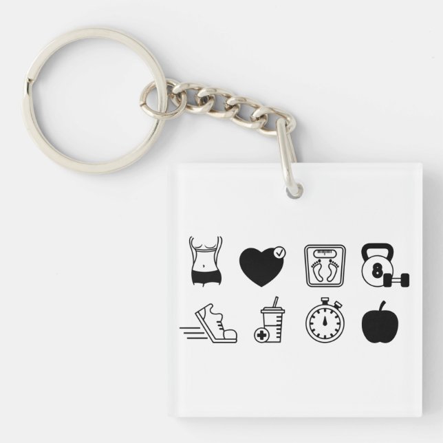 Weight Loss, Workout, Icons Key Ring (Front)