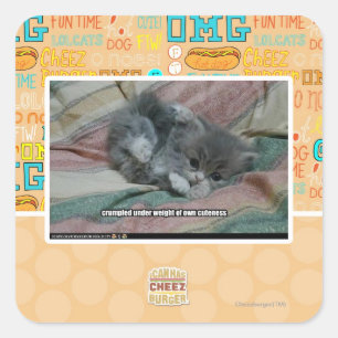 Weight of own cuteness square sticker