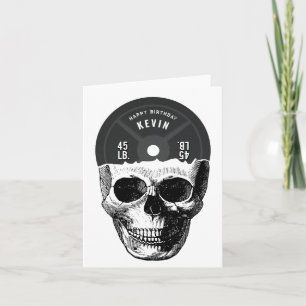 Weight Plate Skull Training Fitness Birthday Card