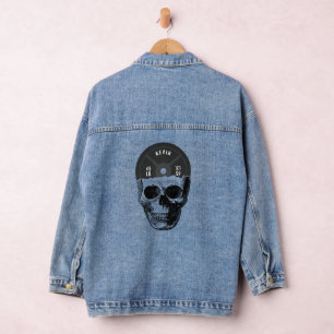 Weight Plate Skull Training Fitness Bodybuilding  Denim Jacket