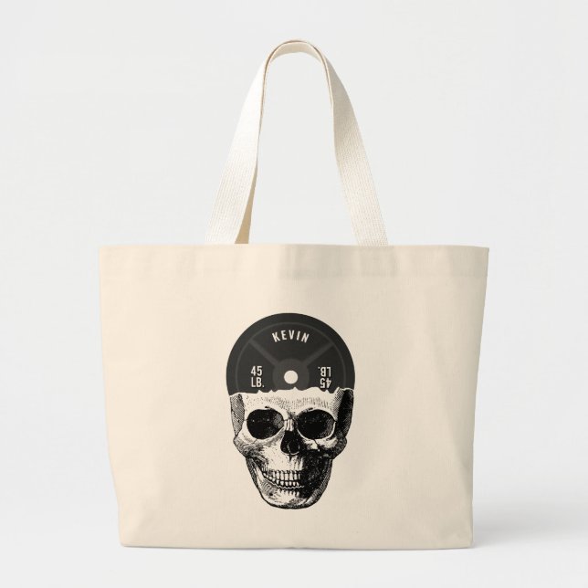 Weight Plate Skull Training Fitness Bodybuilding  Large Tote Bag (Front)