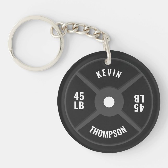 Weight Plate Training Fitness Bodybuilding Name Key Ring (Front)