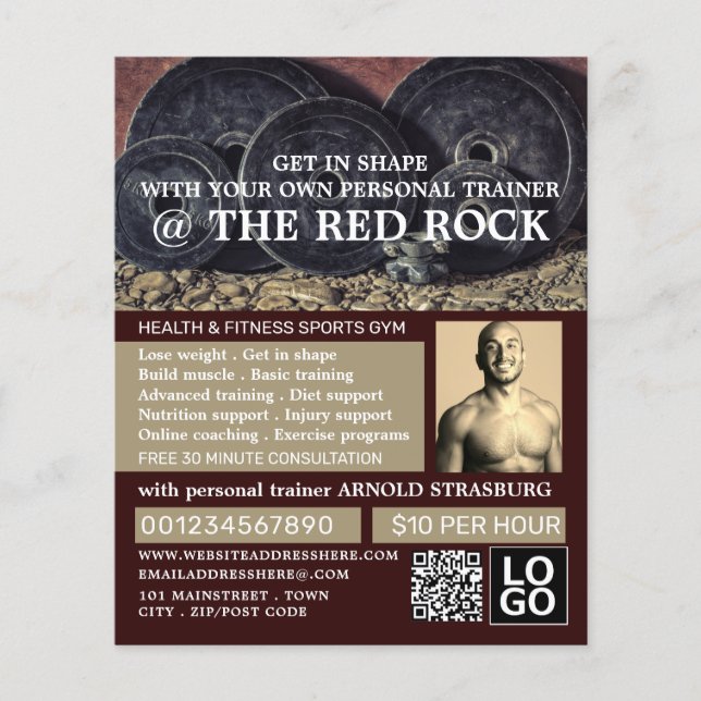 Weight Plates, Personal trainer, Gym Advertising Flyer (Front)