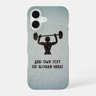 Weight Training - Galvanised Steel look - add text iPhone 16 Case