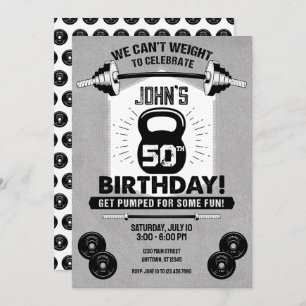 Weight Workout Fitness Crossfit 50th Birthday Invitation