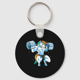 Weightlifing Barbell - Funny Unicorn Weightlifter Key Ring