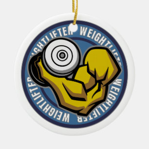 Weightlifter Barbell Curl Ceramic Ornament
