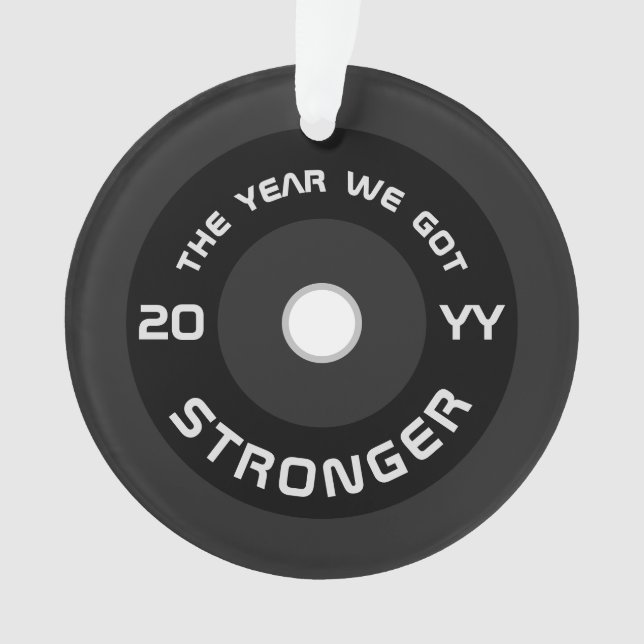 Weightlifter barbell fitness 2025 holiday ornament (Front)