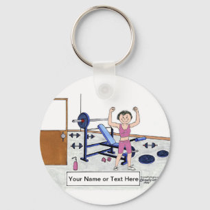 Weightlifter - Female, Personalised Cartoon Key Ring