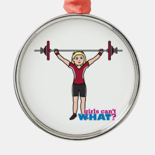 Weightlifter Girl - Light/Blonde Metal Tree Decoration