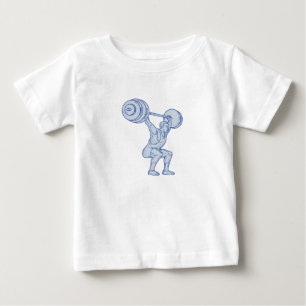 Weightlifter Lifting Barbell Mono Line Baby T-Shirt