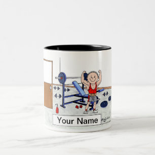 Weightlifter - Male Cartoon  Two-Tone Coffee Mug