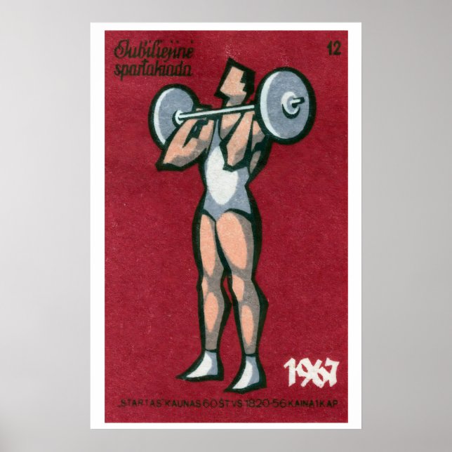 Weightlifter Matchbox Art Print, Lithuanian Poster (Front)