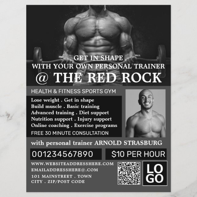 Weightlifter, Personal trainer, Gym Advertising Flyer (Front)
