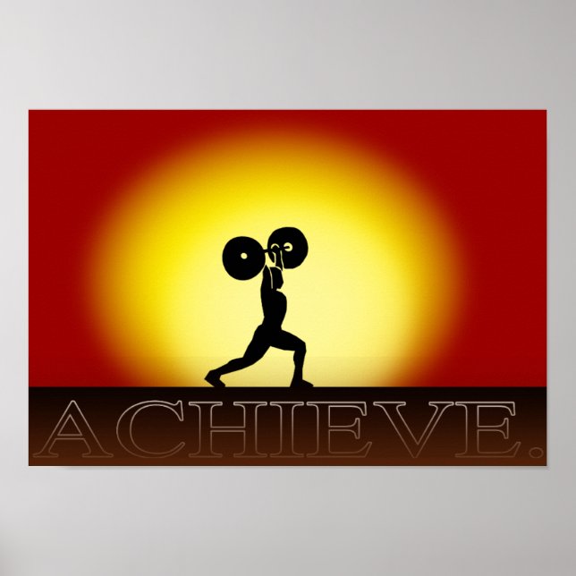 Weightlifter's Sunset  "Achieve" Poster (Front)