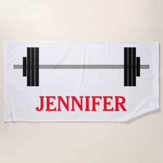 Weightlifting Barbell + Personalised Name Beach Towel