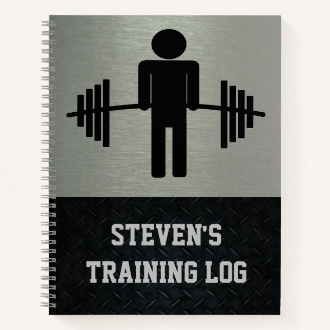 Weightlifting Barbell Workout Gym Training Log Notebook (Front)