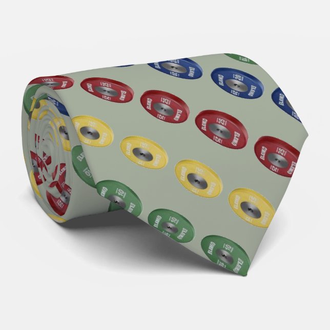 Weightlifting Bumper Plate Tie - Grey (Rolled)