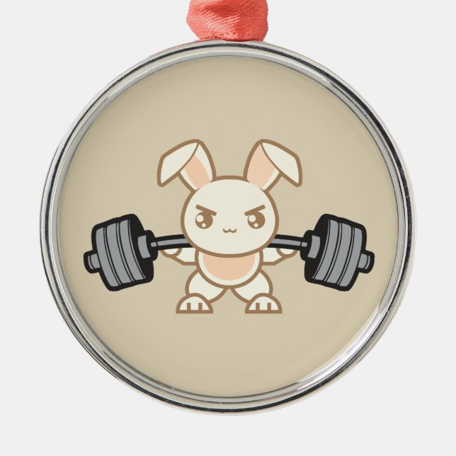 Weightlifting Bunny Cartoon - Squat - Leg Day, Gym Metal Ornament (Front)